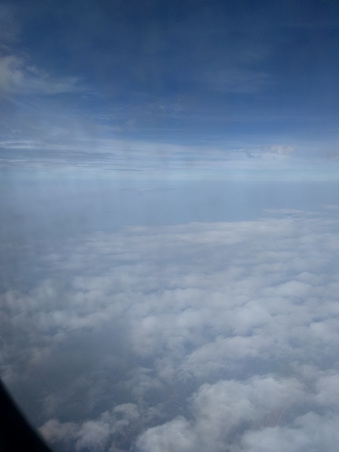 Cloud through plane window